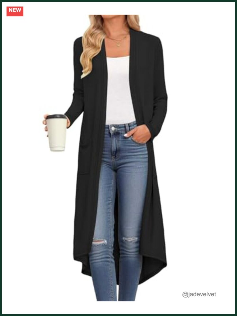 DB MOON Womens Long Cardigan Lightweight Open Front Sweater with Pockets
